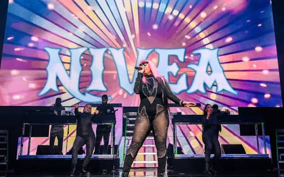Nivea performing at Millennium Tour 2025 at Little Caesars Arena in Detroit, Michigan
